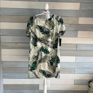 Lulu's Green and White Tropical Print Dress